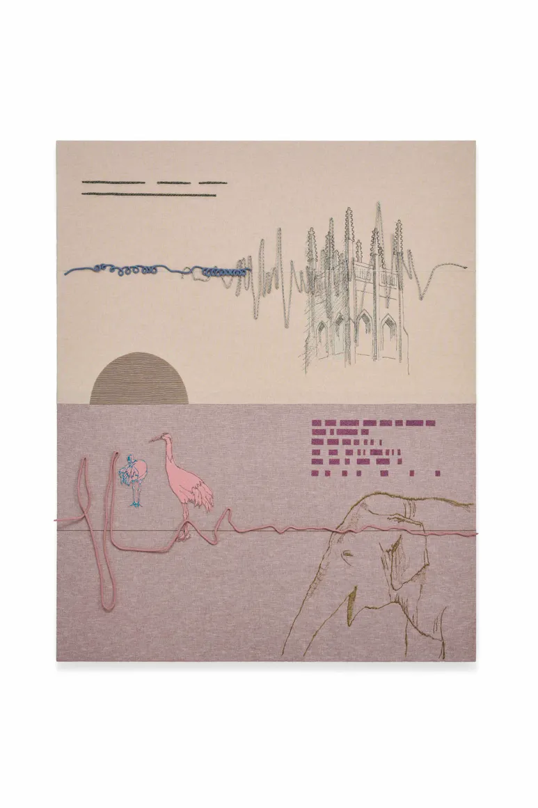 Young In Hong, Symbiotic Composition 1: Straw weaving, walking, St. Paul’s Church, a half moon, two cranes, and an elephant