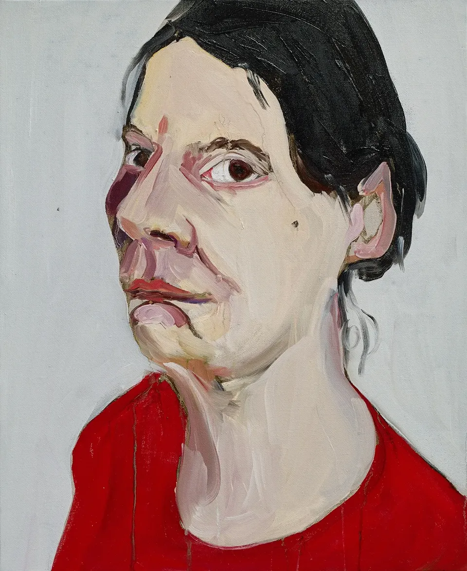 Chantal Joffe, Self-Portrait in a Red Jumper