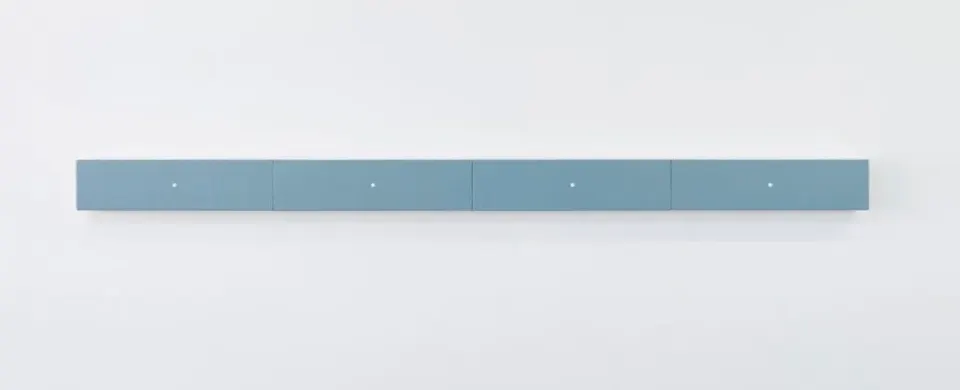 Matthew Feyld, Untitled (sixteen inch square divided into four equal parts, arranged as a horizontal line)