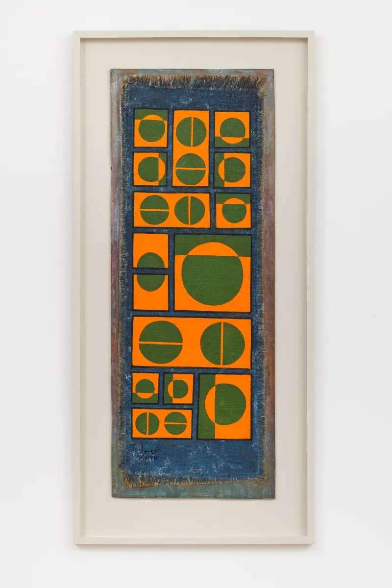 Anwar Jalal Shemza, Composition in Orange and Green on Blue