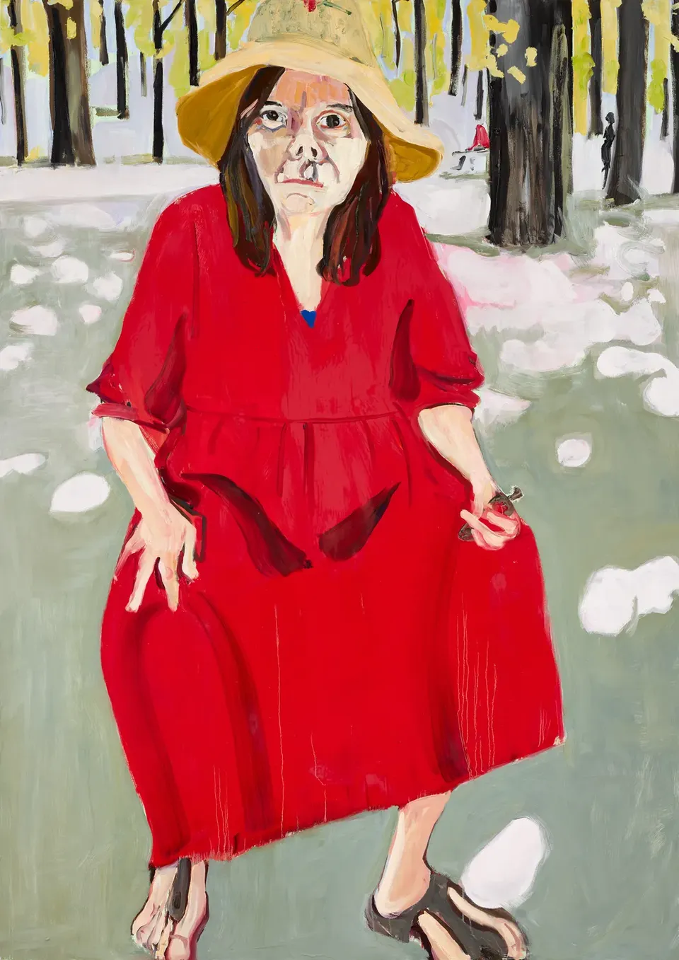 Chantal Joffe, Self-Portrait in a Straw Hat