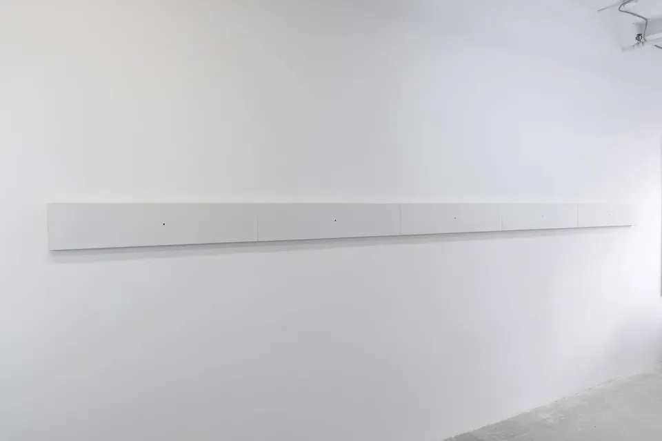 Matthew Feyld, Untitled (forty inch square divided into five equal parts, arranged as a horizontal line)