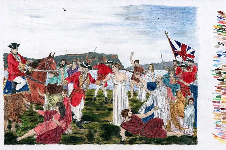 Mario Doucette, La dispersion des Acadiens (d'après Henri Beau)