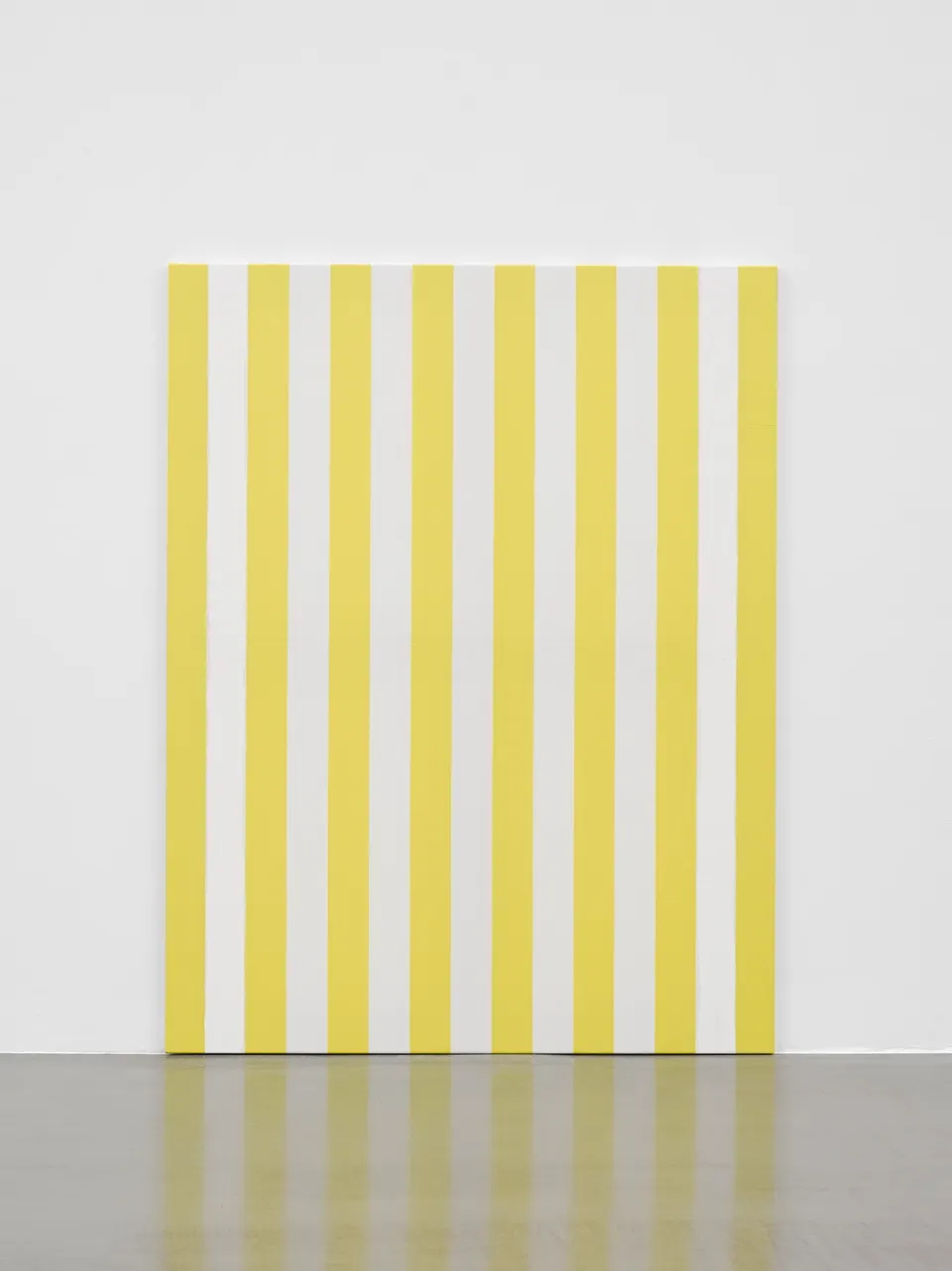 Daniel Buren, Peinture acrylique sur tissu rayé blanc et jaune d'or