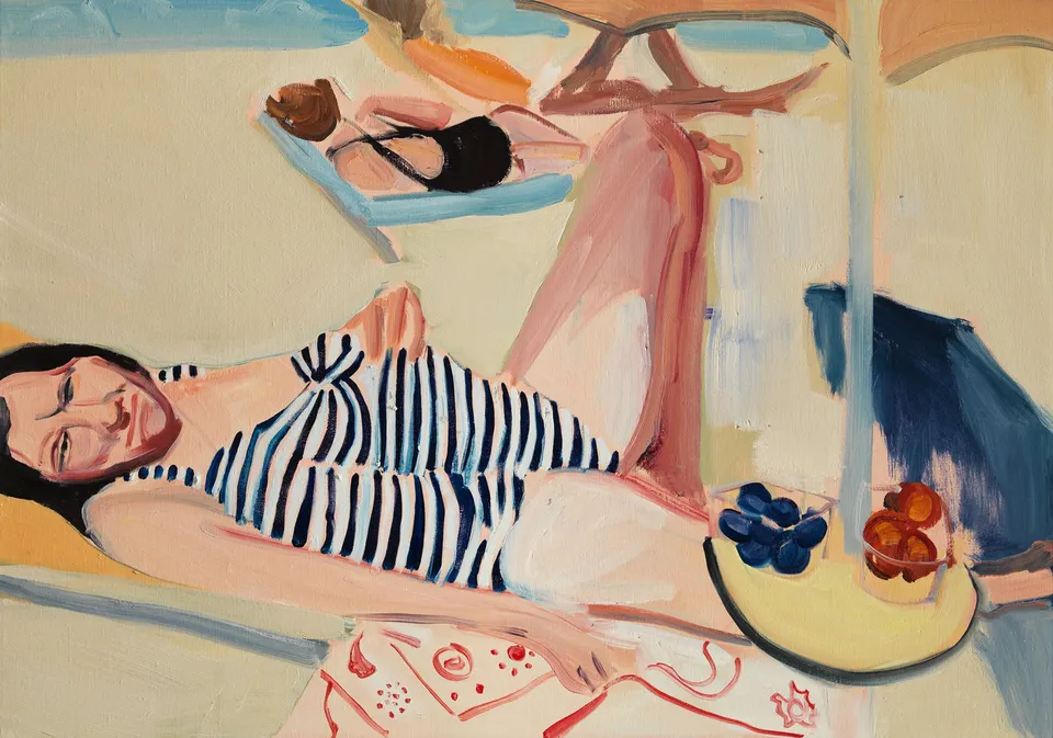 Chantal Joffe, Blue Moon Spiaggia with Fruit