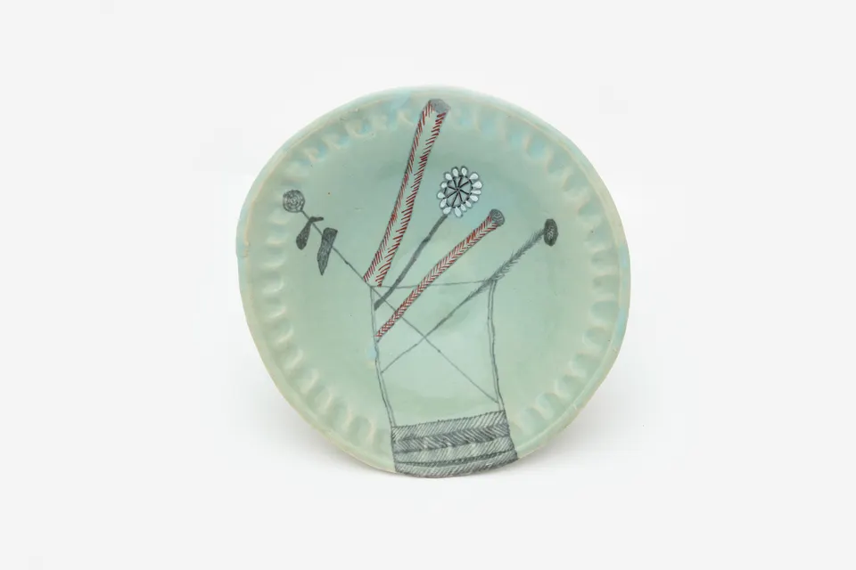 Hylton Nel, Celadon-type bowl with vase and flowers