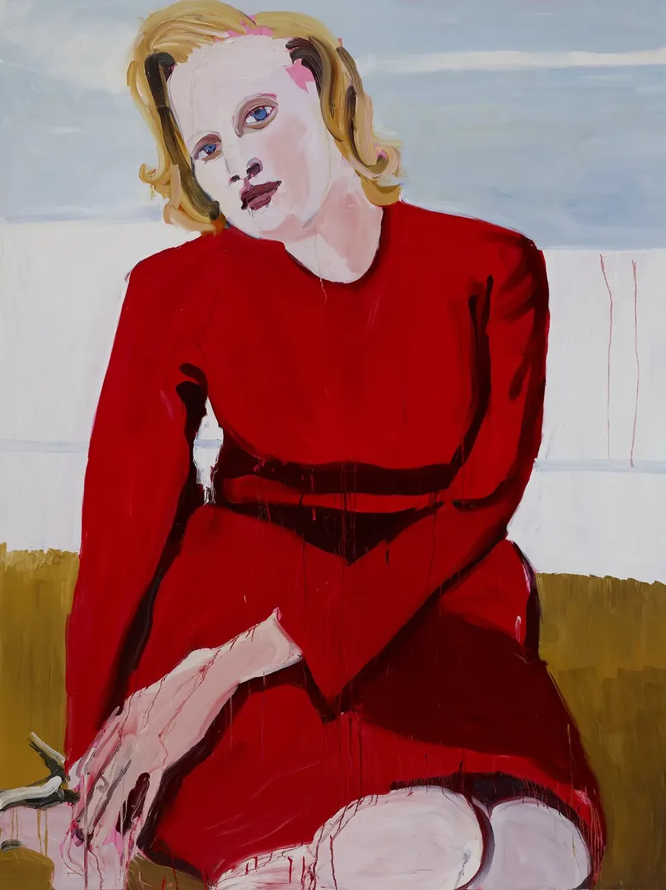Chantal Joffe, Big blonde in red dress