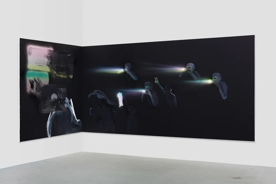 Tala Madani, Corner Projection with Prism Refraction and Buckets