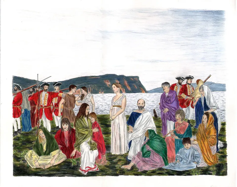 Mario Doucette, La Dispersion des Acadiens (d'après Henri Beau)