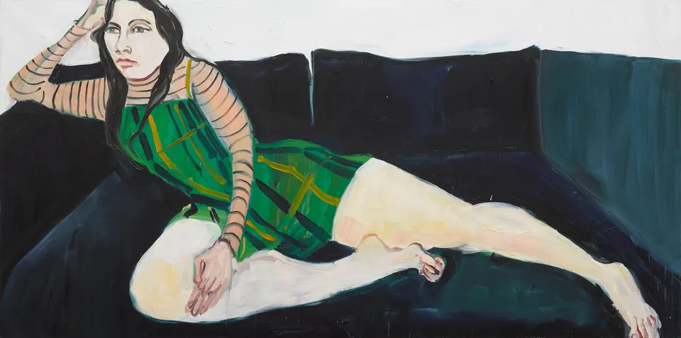 Chantal Joffe, Esme on the Blue Sofa