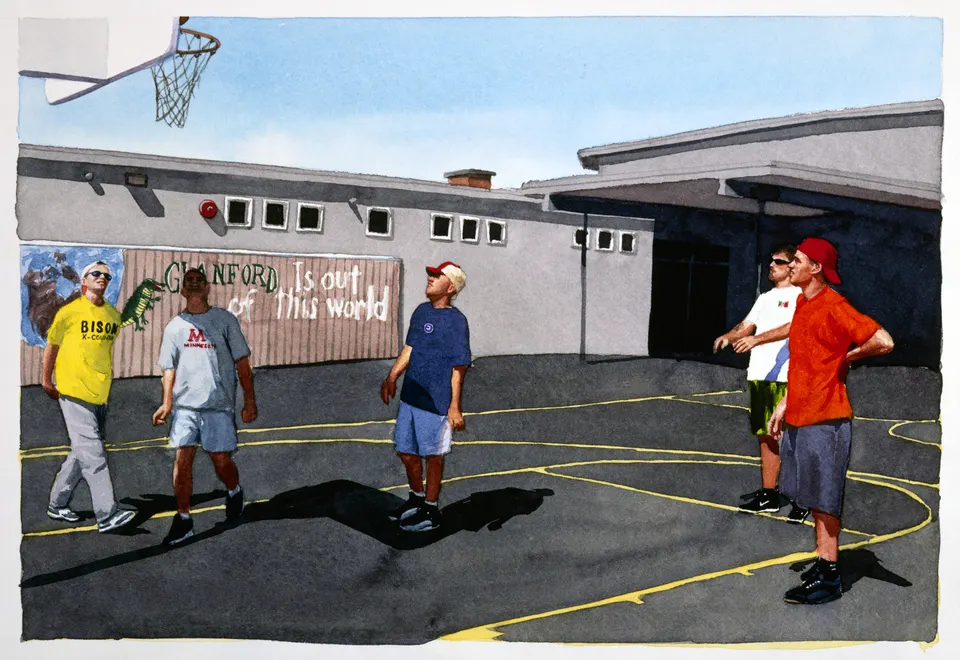 Tim Gardner, Untitled (Bhoadie, Nick, S, Matt & Tim playing basketball, Victoria)