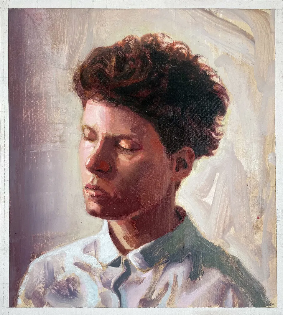 Ian Grose, Gallerist with closed eyes