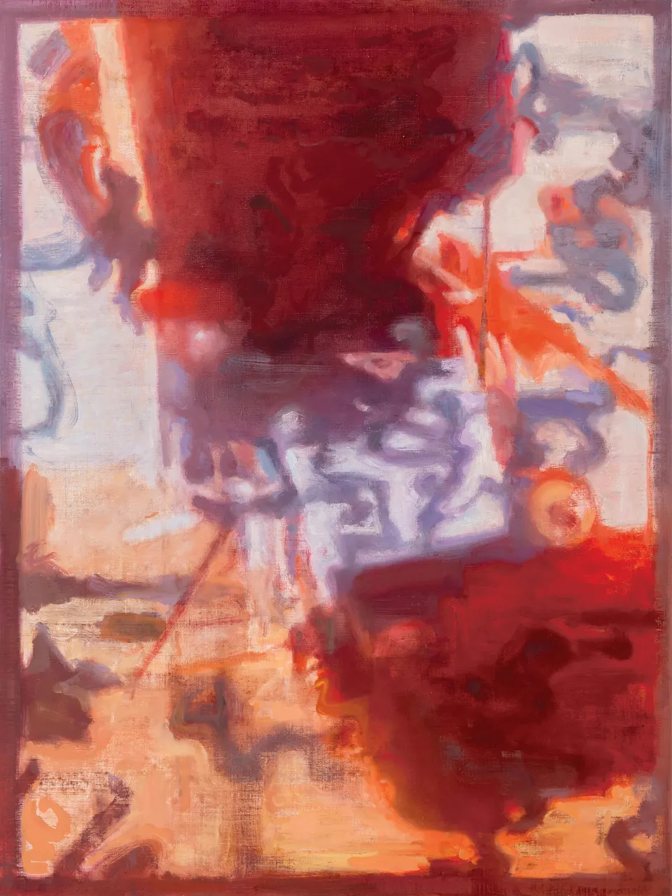 Ian Grose, Kloof Street delivery bike seen through marks used to make a painting. Version 2