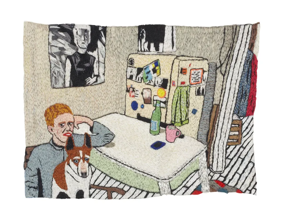 LJ Roberts, Alice O’Malley in her kitchen with Nelson