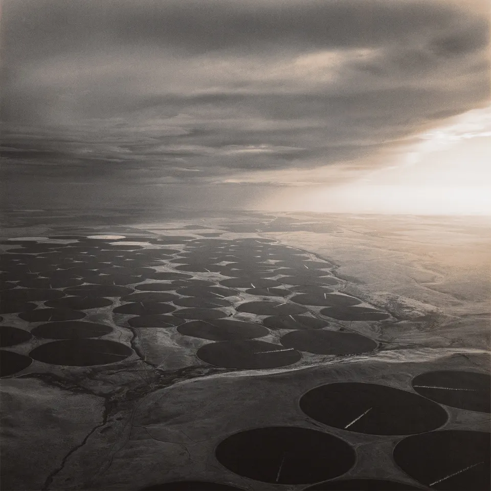 Emmet Gowin, Cloud Front and Center-Pivot Irrigation Circles near the Columbia River, Benton County, Washington