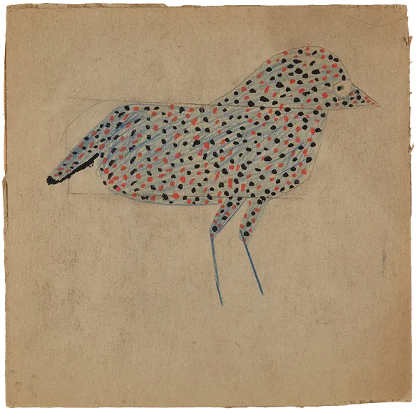 Bill Traylor, Spotted Black and Red Bird (AKA Blue Spotted Bird)